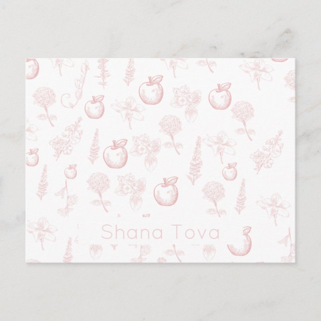 Shana Tova Rosh Hashana Pink Toile Postkarte (Vorderseite)