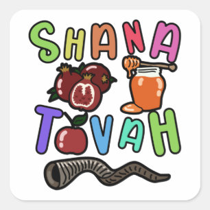 Shana Tova Rosh Hashanah Jüdischer Neujahrsurlaub Quadratischer Aufkleber