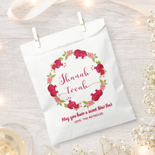 Shanah Tovah Neujahr Granatapfel Blume Wreath Geschenktütchen