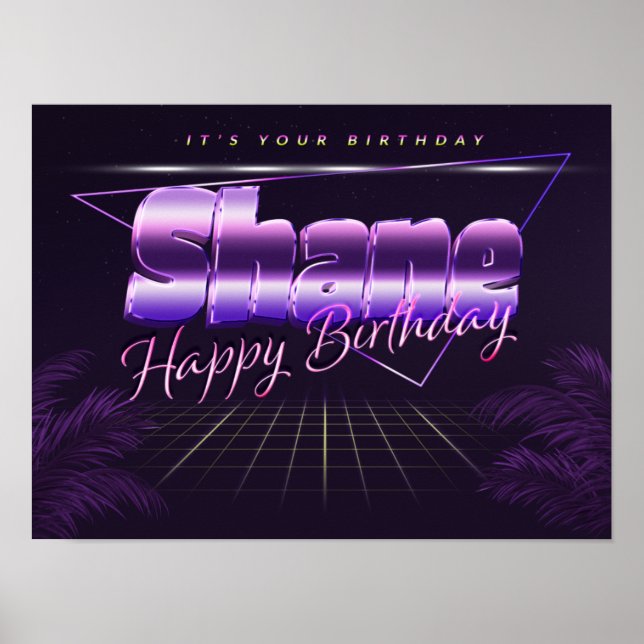 Shane Name Vorname lila retro Poster geburtstag (Vorne)