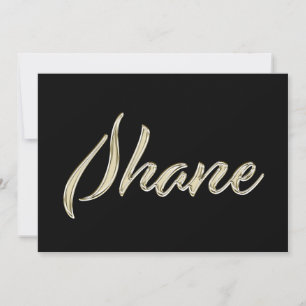 Shane Name white gold Handwriting Karte