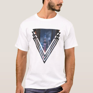 Shang Hai Tower at Night - Simple Design T-Shirt