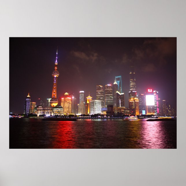 Shanghai bei Nacht China Poster (Vorne)