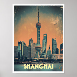 Shanghai China Art Vintage Reise Illustration Poster