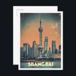 Shanghai China Art Vintage Reise Illustration Postkarte<br><div class="desc">Fresno California Art Vintage Istrien</div>
