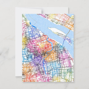 Shanghai China City Map Postkarte