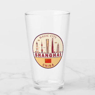 Shanghai China City Skyline Emblem Glas