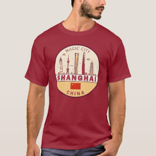 Shanghai China City Skyline Emblem T-Shirt