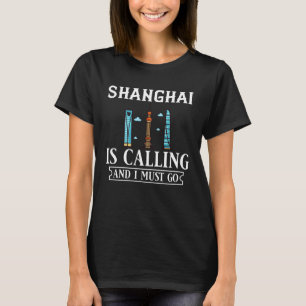 Shanghai China City Skyline Karte T-Shirt