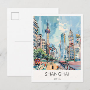 Shanghai China Kunst Illustration Reise Postkarte