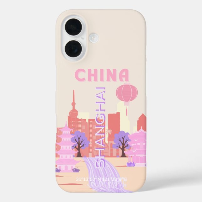 Shanghai China Pastell Reise Kunst Case-Mate iPhone Hülle (Rückseite)