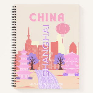 Shanghai China Pastell Reise Kunst Notizbuch
