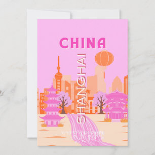 Shanghai China Pink Reise Kunst Einladung