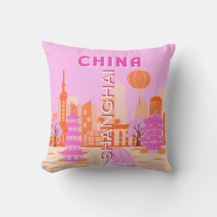 Shanghai China Pink Reise Kunst Kissen