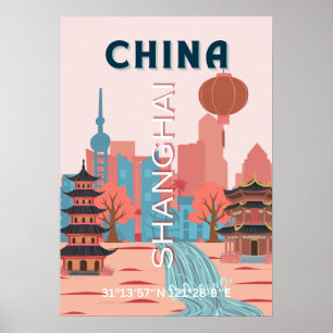 Shanghai China Reise Retro Vintage Poster