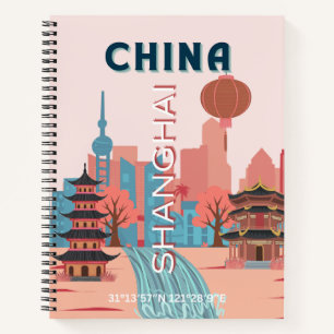 Shanghai China Reise Retro Vintage Poster Notizbuch