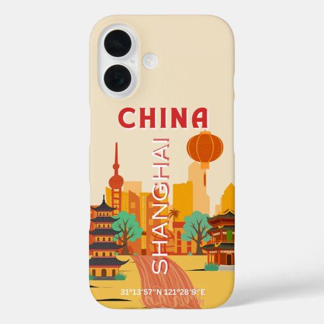 Shanghai China Reise Retroplakat Case-Mate iPhone Hülle (Rückseite)