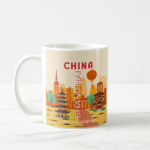 Shanghai China Reise Retroplakat Kaffeetasse