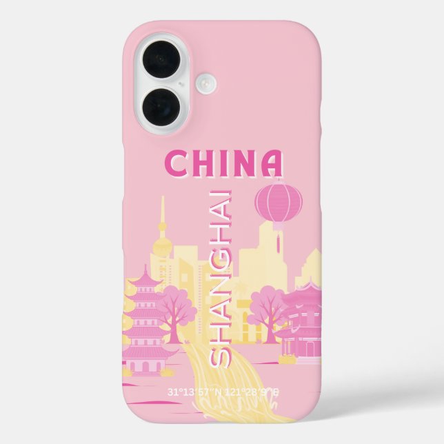 Shanghai China Reise Rosa Poster Case-Mate iPhone Hülle (Rückseite)