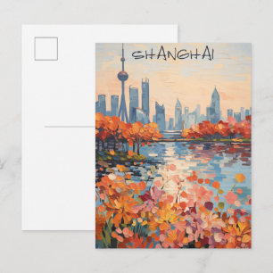 Shanghai China Reise Stadt Malerei Ästhetik Postkarte