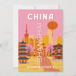 Shanghai China Reise Vintage Poster Einladung