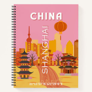 Shanghai China Reise Vintage Poster Notizbuch