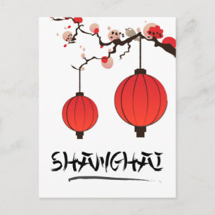 Shanghai China Retro-Ferienposter Feiertagspostkarte