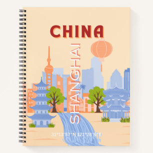 Shanghai China Retro Pastell Reise Kunst Notizbuch