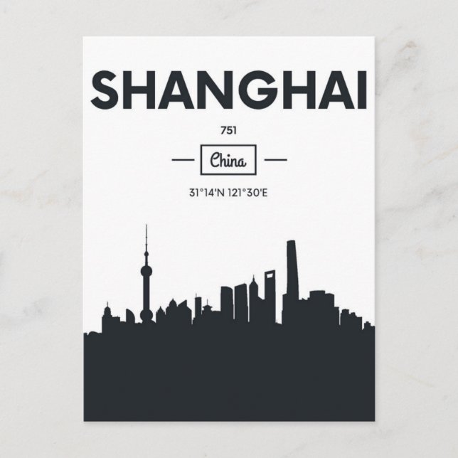 Shanghai, China | Städtekoordinatoren Postkarte (Vorderseite)