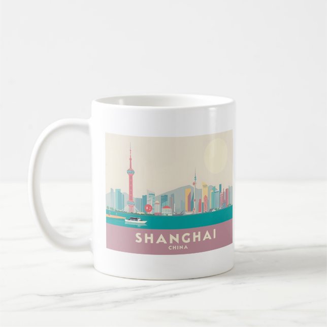 Shanghai China The Bund Pastel Travel Kaffeetasse (Links)