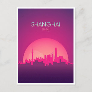 Shanghai, China Vintage chinesische Reisestadt Sky Postkarte