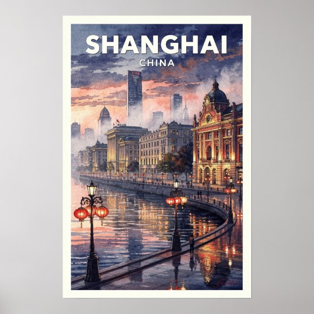 Shanghai China Vintage Reise Poster (Vorne)