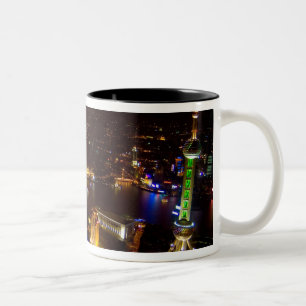 Shanghai China wunderbare Skyline mit modernen Zweifarbige Tasse