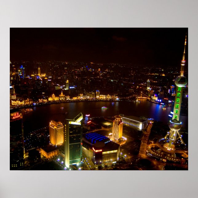 Shanghai China wunderschöne Skyline mit modernem Poster (Vorne)