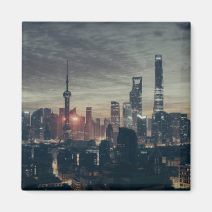 Shanghai Night Skyline Magnet
