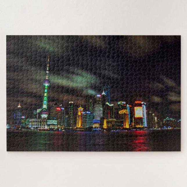 Shanghai Night Skyline Puzzle (Horizontal)