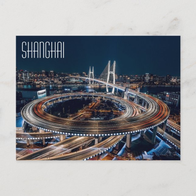 SHANGHAI schöne Nachtantenne Postkarte (Vorderseite)