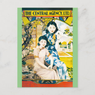 Shanghai-Schönheit Vintage-chinesische Werbung Postkarte