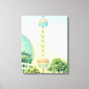 Shanghai Vintage Oriental Pearl Tower Reise Leinwanddruck