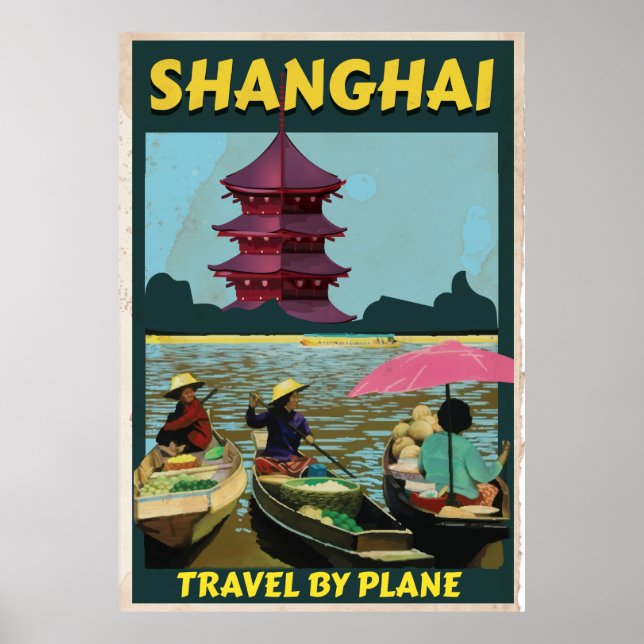 Shanghai Vintage Reiseplakat Poster (Vorne)
