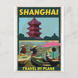 Shanghai Vintage Reiseplakat Postkarte