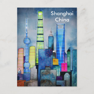 Shanghai Vintage Travel Tourism Ad Postkarte