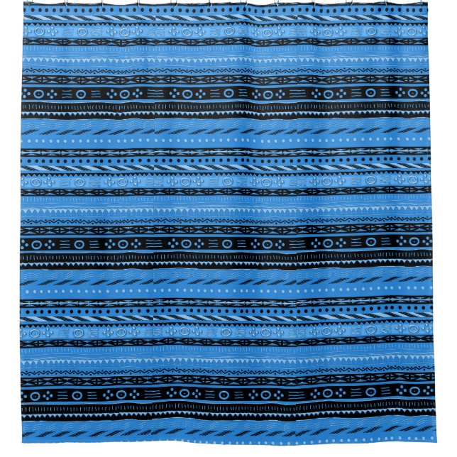 Shango Blue Tribal Design Duschvorhang (Vorderseite)