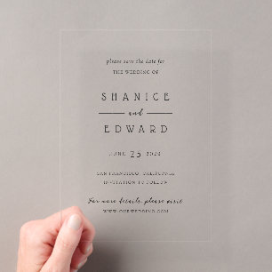 Shanice Modern Wedding rettet das Datum Acryleinladungen