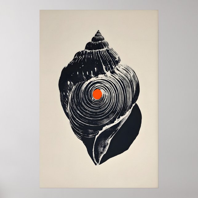 Shankha-Kunstposter, minimalistischer Conch-Schnec Poster (Vorne)