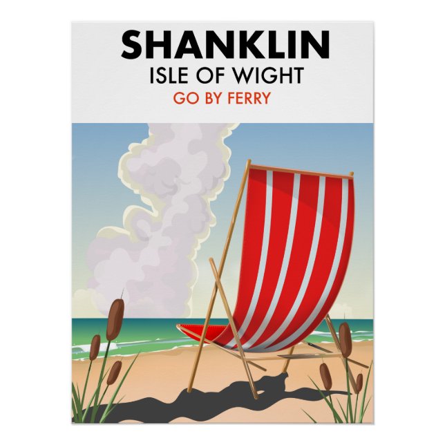 Shanklin Beach Insel mit einem leichten Reiseplaka Poster (Vorderseite)
