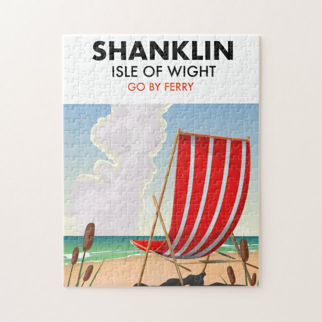 Shanklin Beach Insel mit einem leichten Reiseplaka Puzzle (Vertikal)
