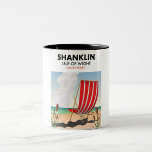 Shanklin Beach Insel mit einem leichten Reiseplaka Zweifarbige Tasse