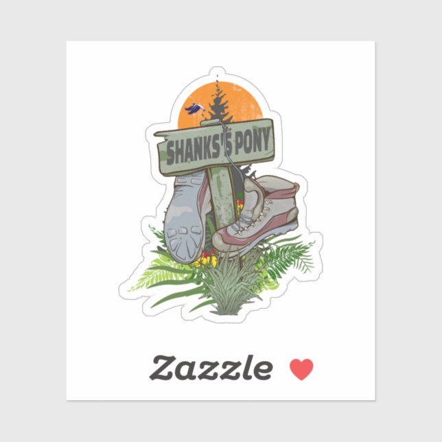 Shanks pony alte Wanderstiefel Aufkleber (Blatt)