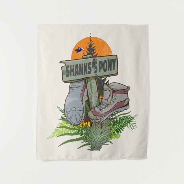 Shanks pony alte Wanderstiefel Wandteppich (Vorderseite)